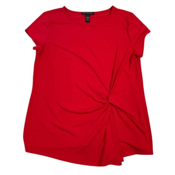 INC International Concepts Red Knot-Front Top Short Sleeve Size Large - Picture 6 of 7